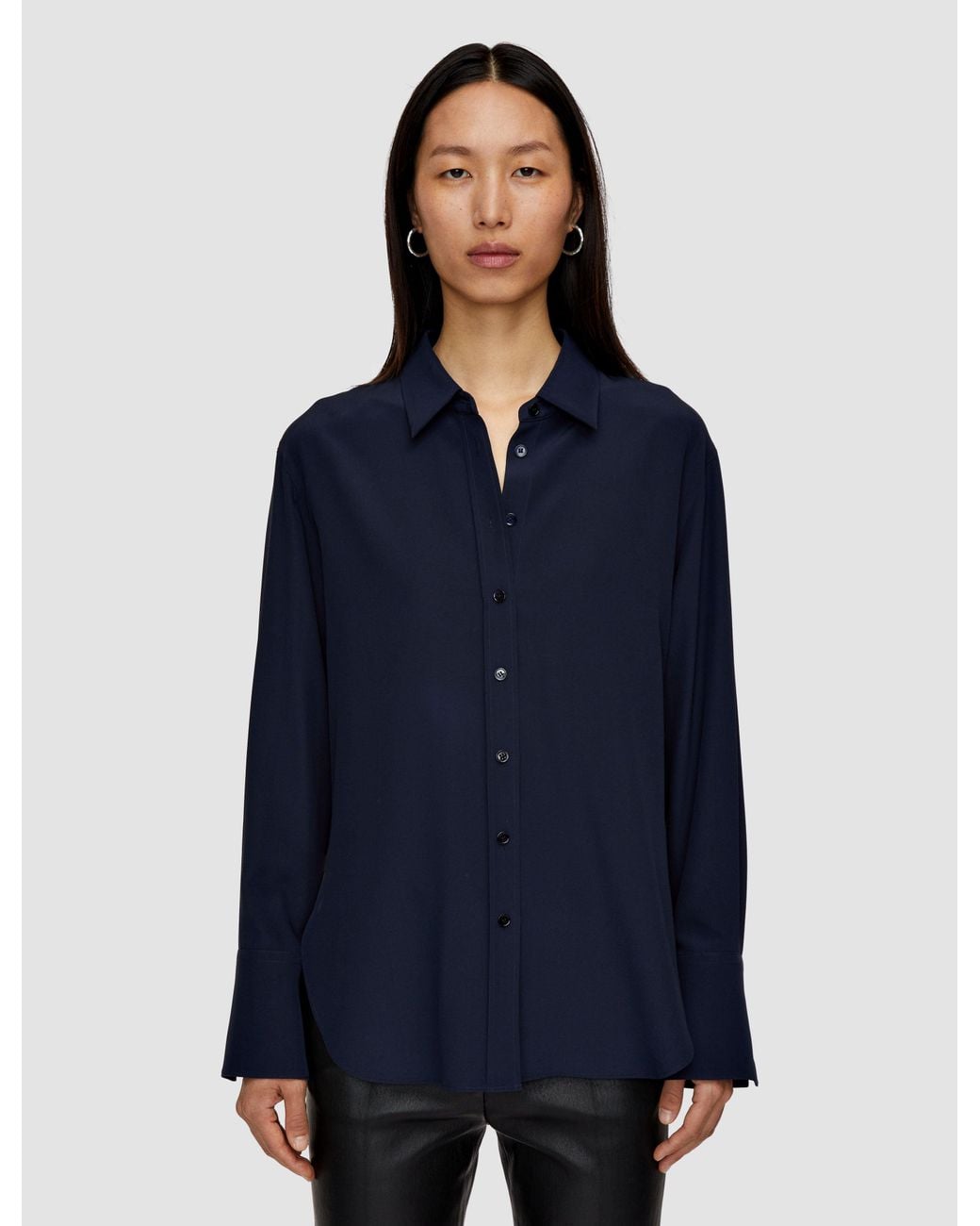 Joseph Blue Silk Crepe De Chine Joe Blouse