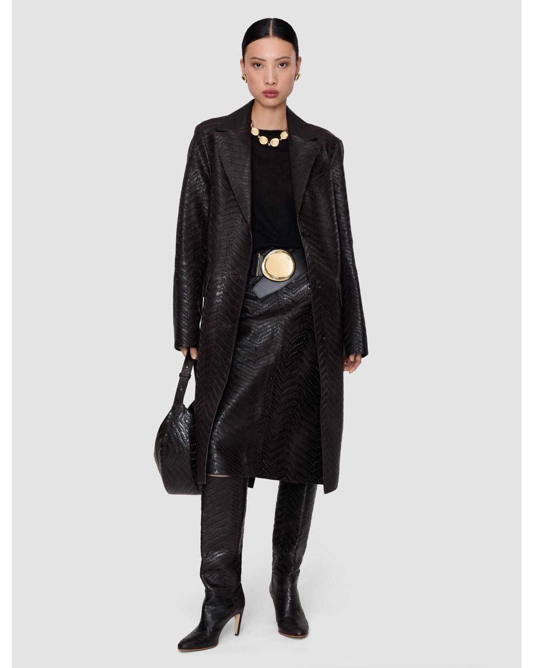 Joseph Black Matlock Embossed Woven Leather Coat
