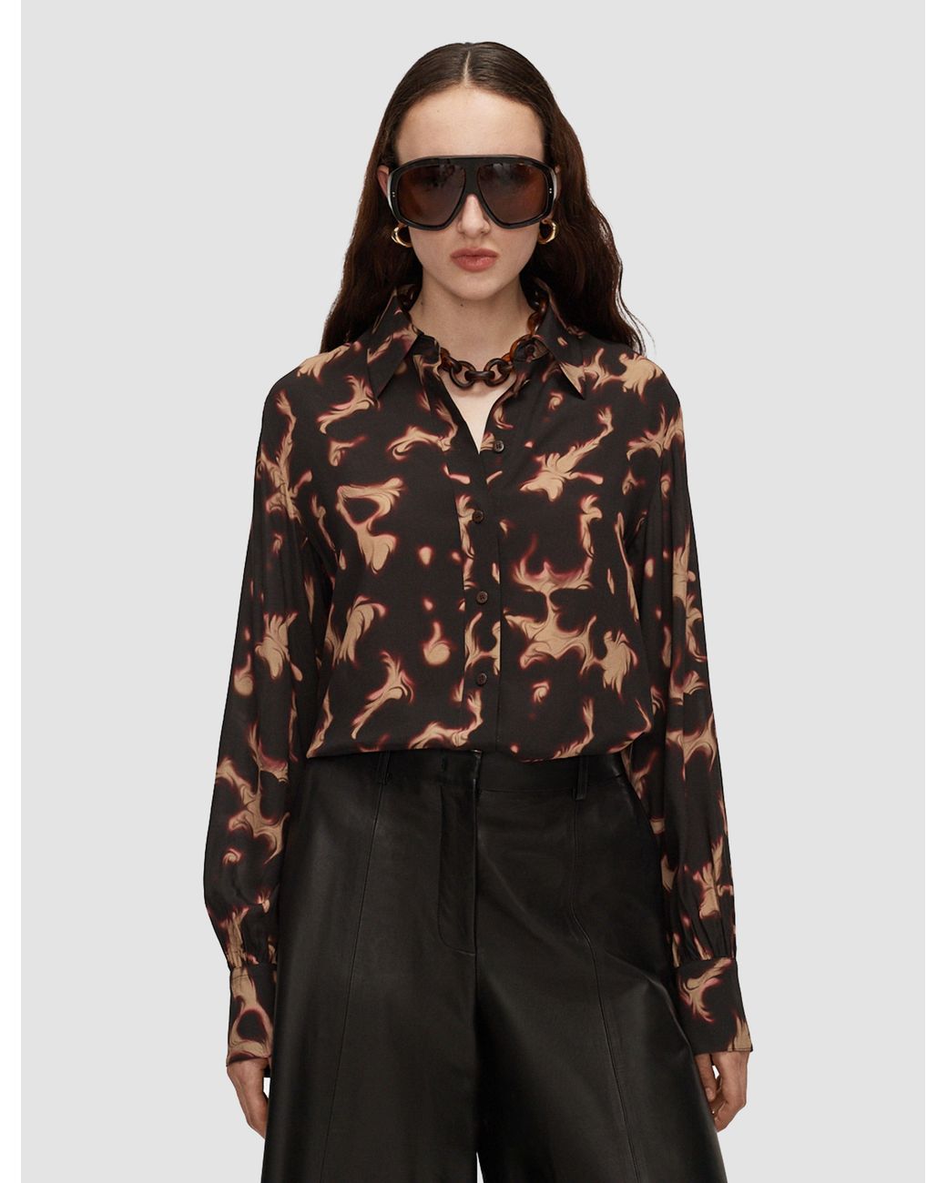 Joseph Brown Rieu Tortoiseshell Crepe Blouse