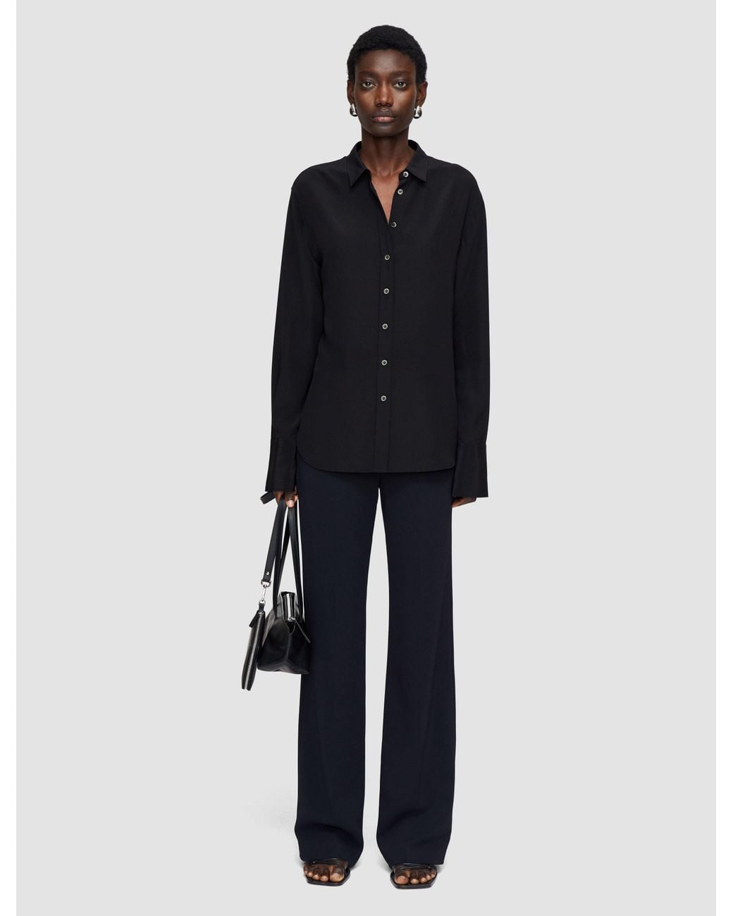 Joseph Black Silk Crepe De Chine Joe Blouse