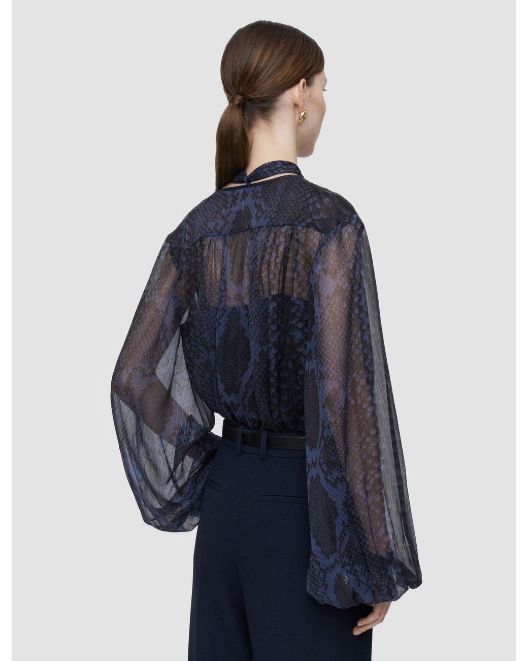 Joseph Blue Sally Snake Lurex Chiffon Blouse