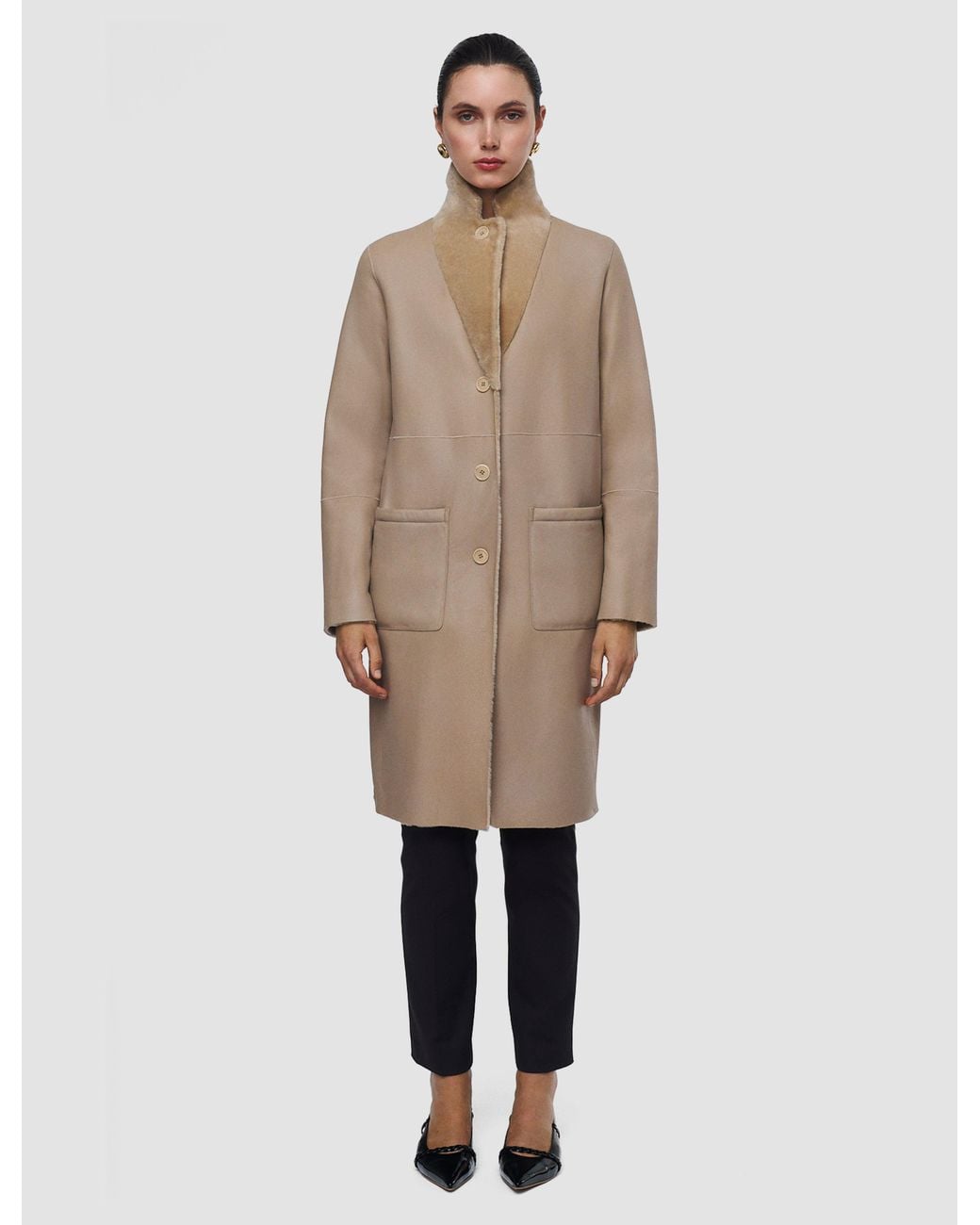 Joseph Natural Britanny Reversible Soft Shearling Coat