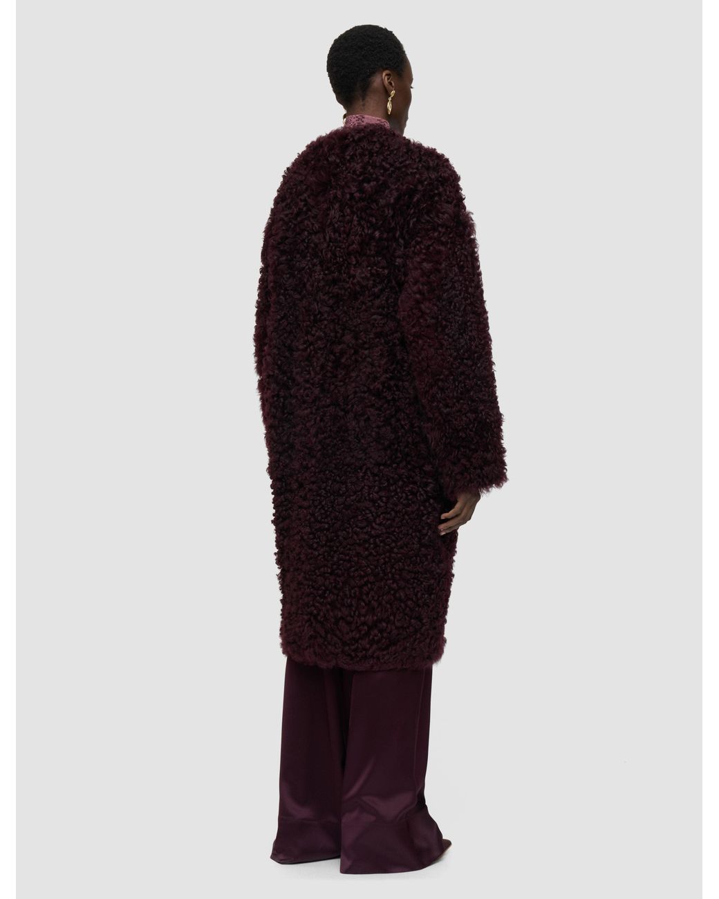 Joseph Red Robbie Long Wool Shearling Coat