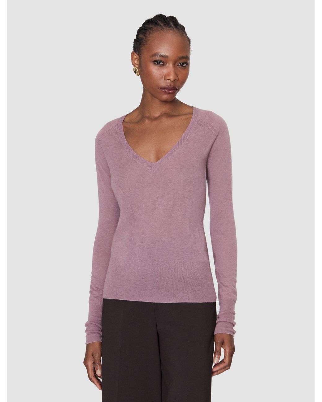 Joseph Pink Cetus Cashair V Neck Jumper