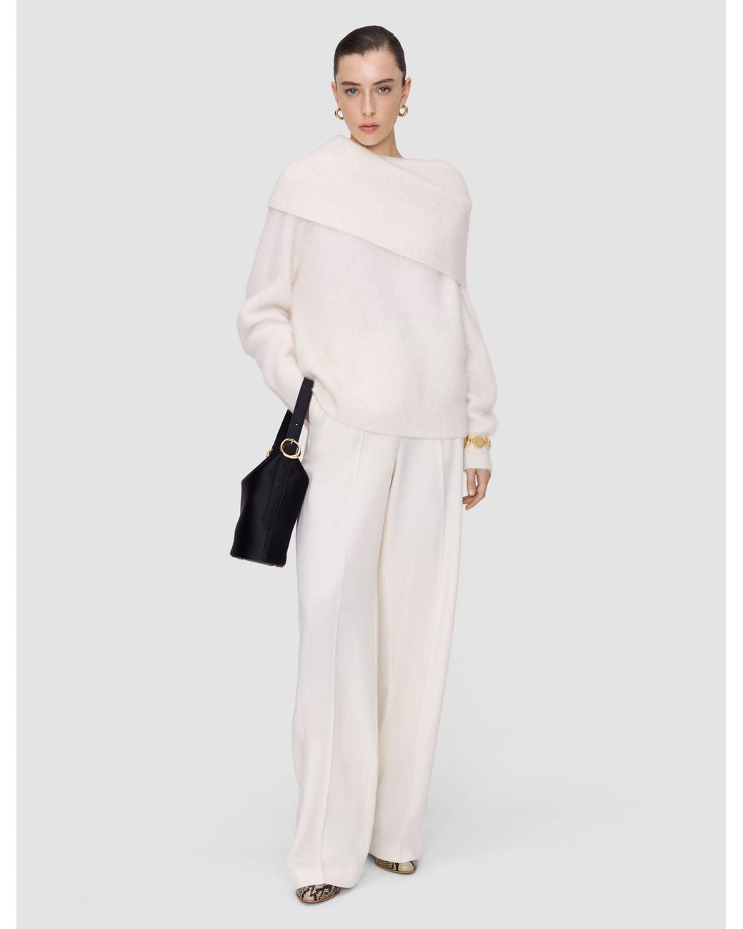 Joseph White Bee Brushed Wool Jumper