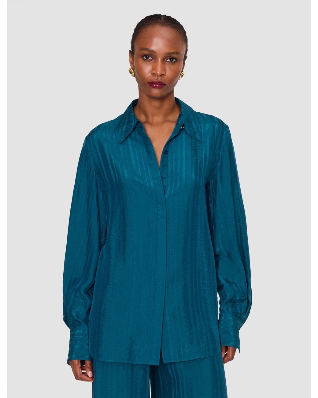 Joseph Blue Sina Silk Stripe Blouse