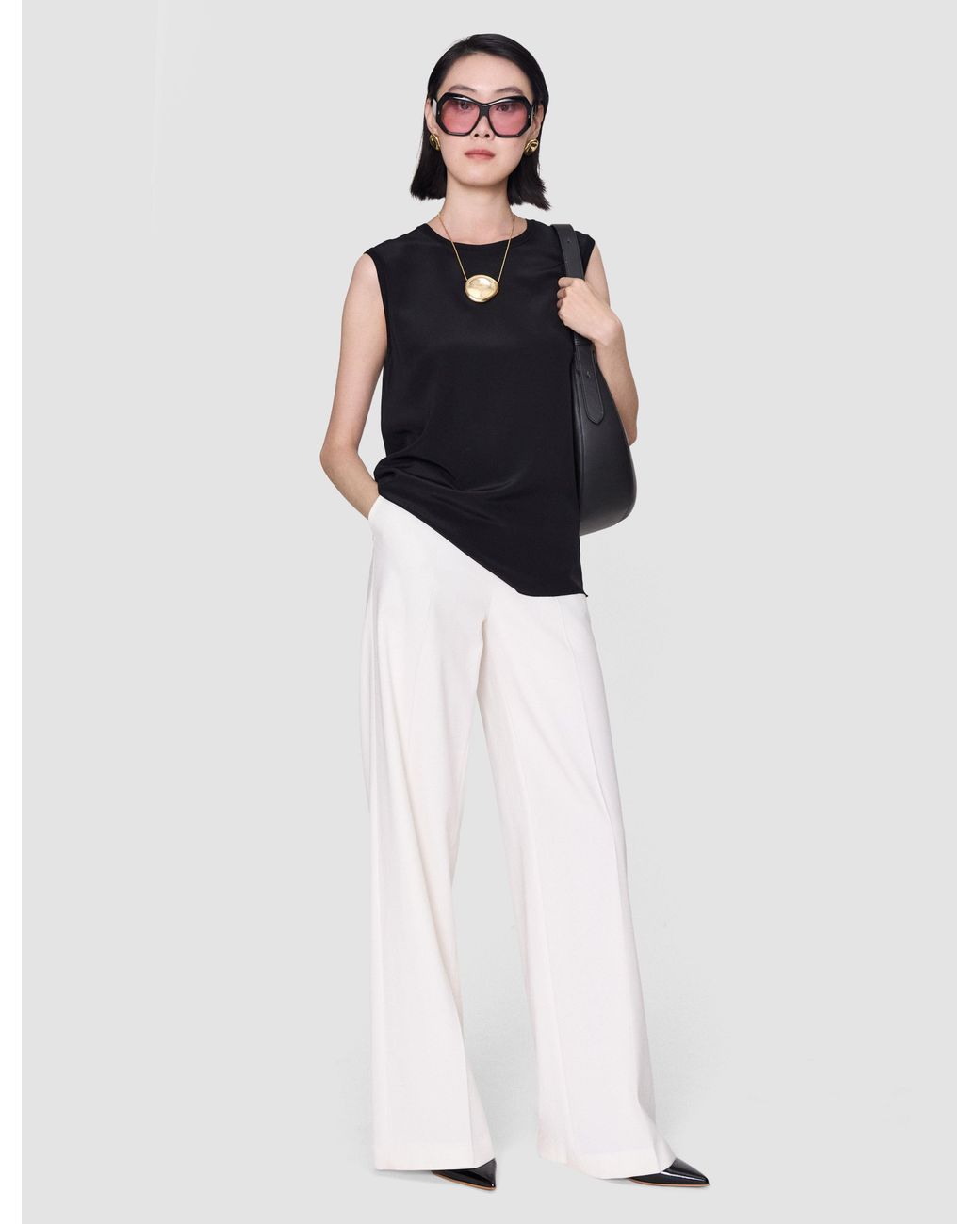 Joseph Black Silk Crepe De Soie Bley Blouse