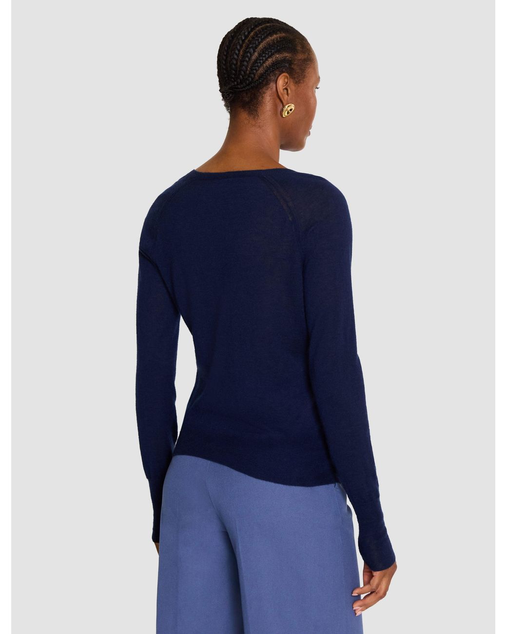 Joseph Blue Cetus Cashair V Neck Jumper