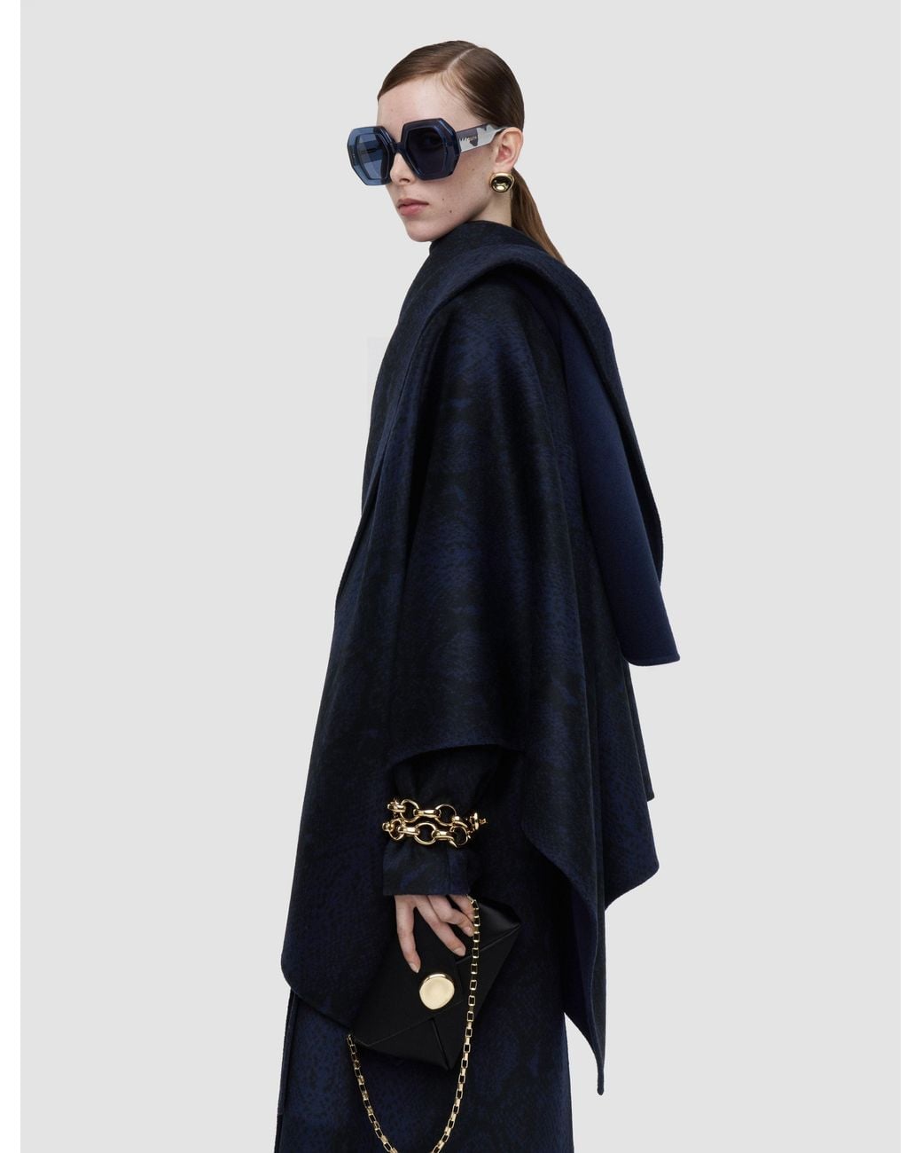 Joseph Blue Cassidy Double Face Snake Jacquard Cape