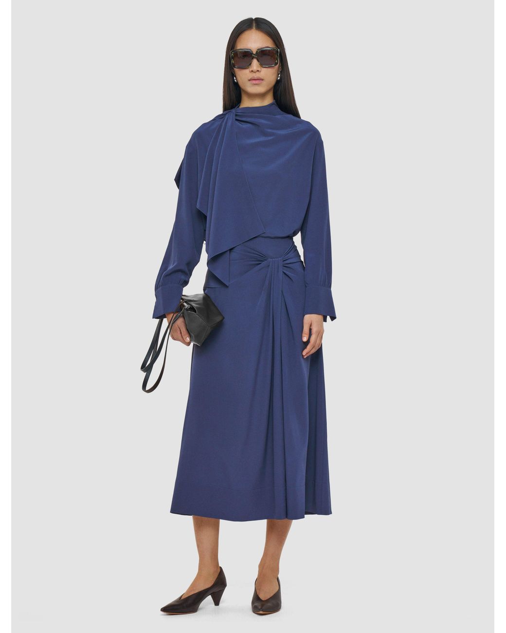 Joseph Blue Fran Crepe De Chine Knot Silk Skirt