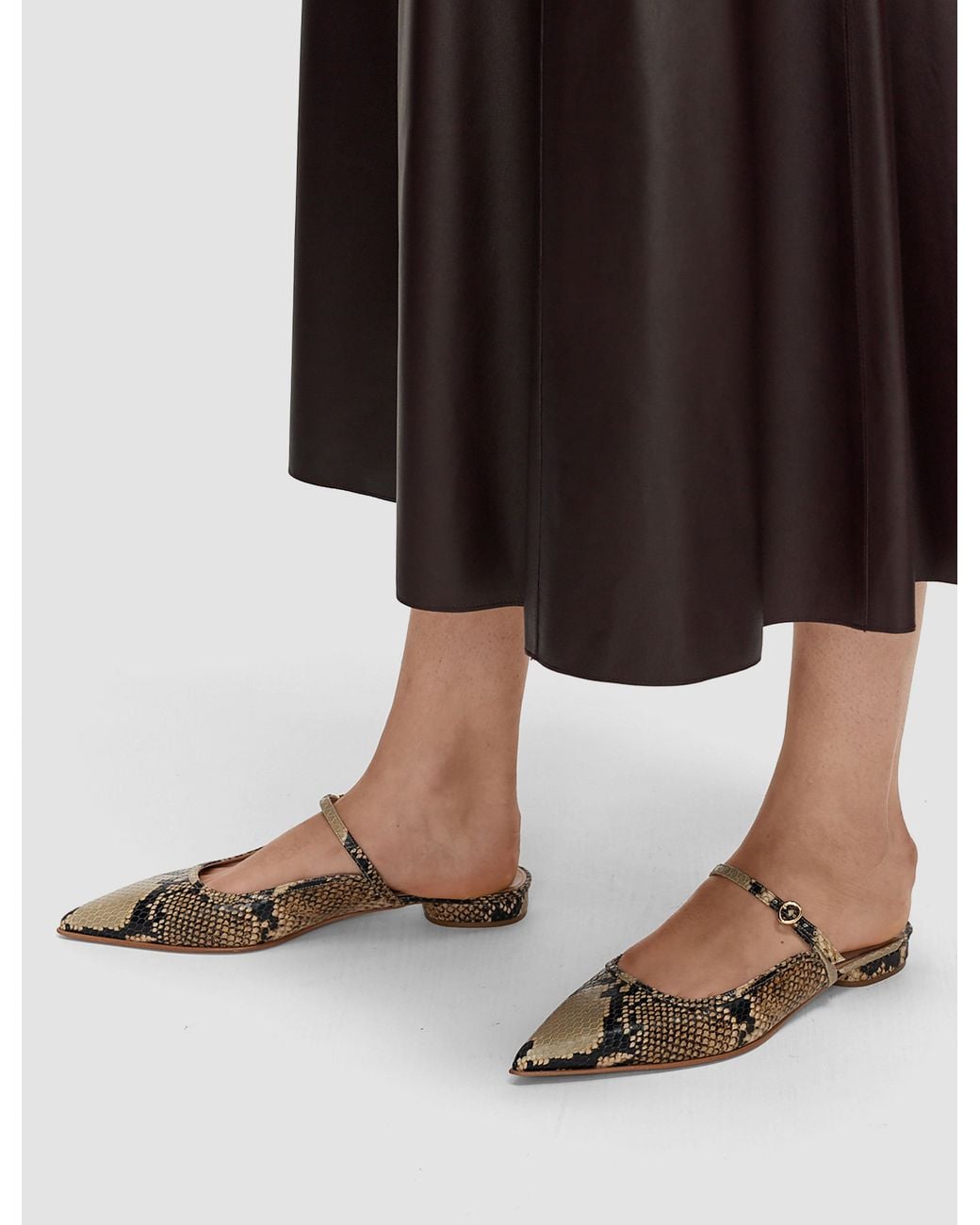 Joseph White Parisa Snake Print Leather Ballerinas