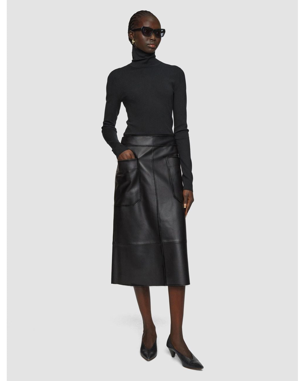 Joseph Black Blomfield Nappa Leather Skirt