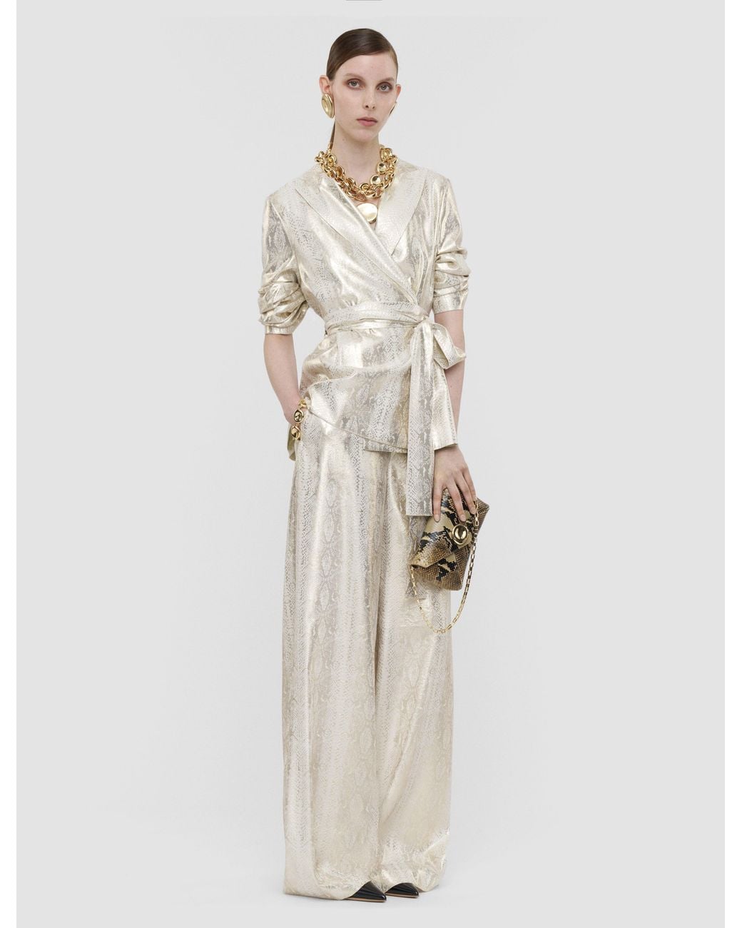 Joseph White Asher Silk Snake Lamé Jacket