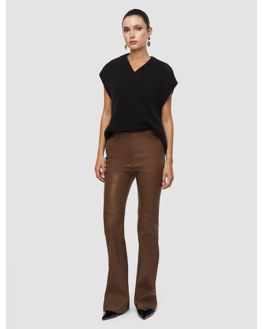 Joseph Brown Tafira Leather Stretch Trousers