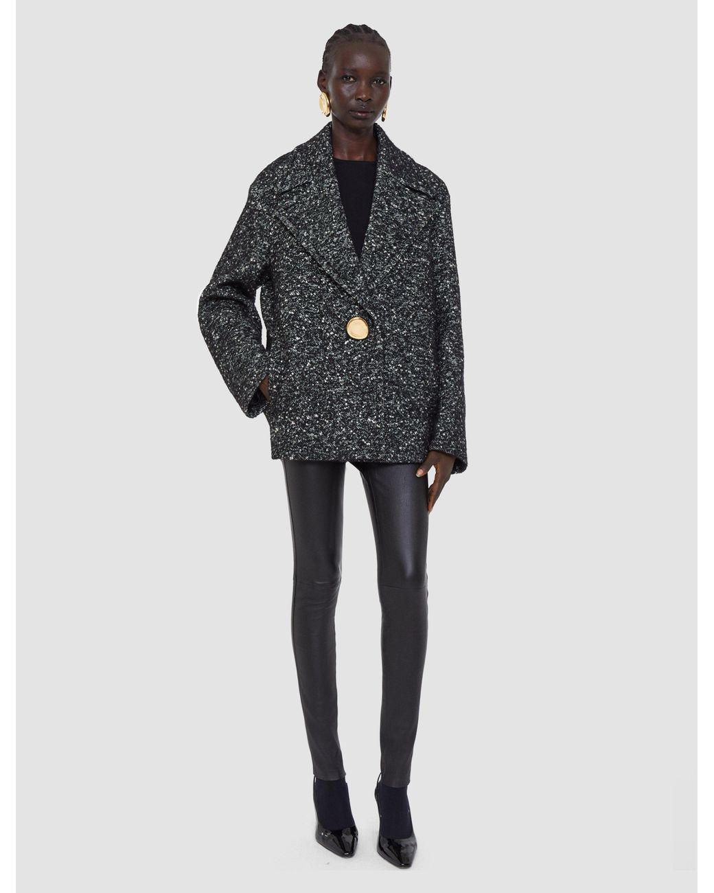 Joseph Black Agar Donegal Tweed Wool Coat