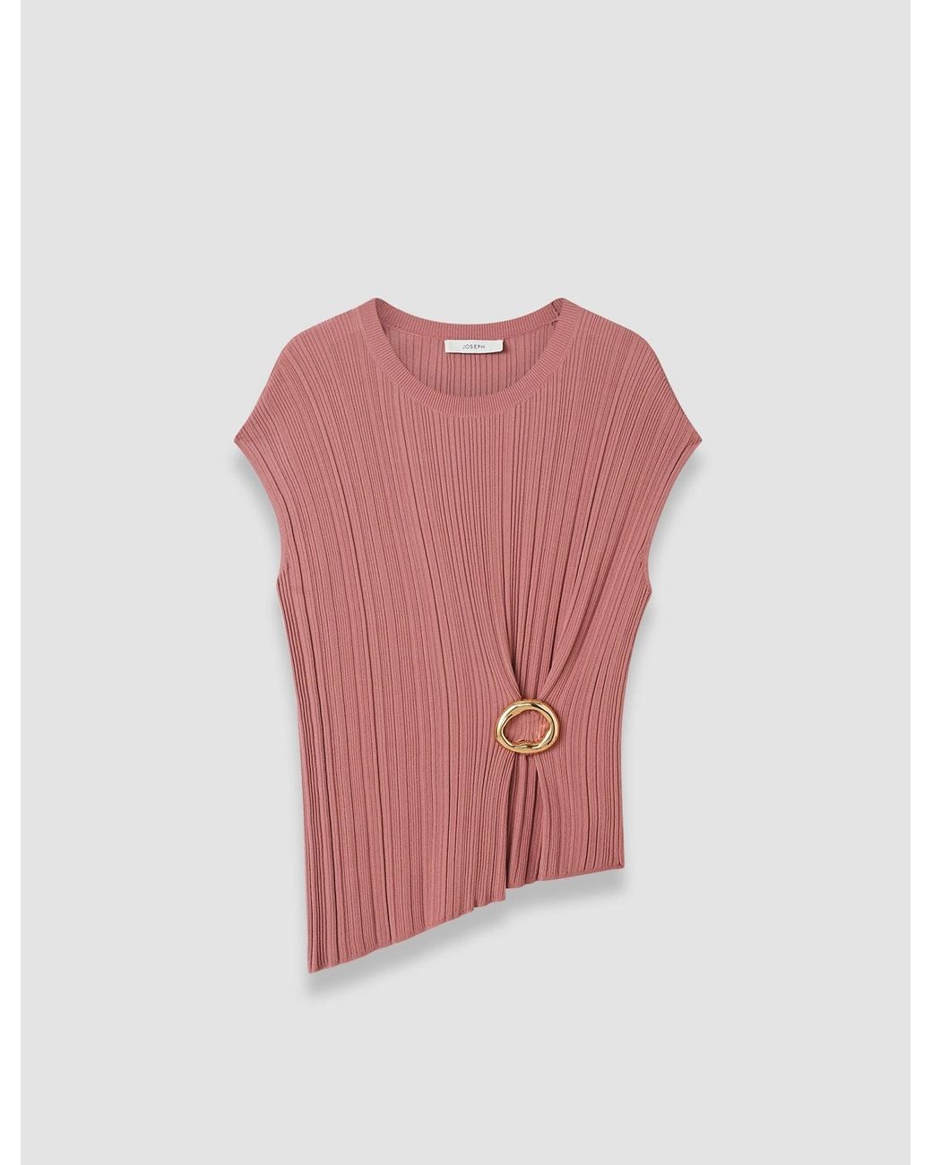 Joseph Pink Kenit Knit Plissé Top
