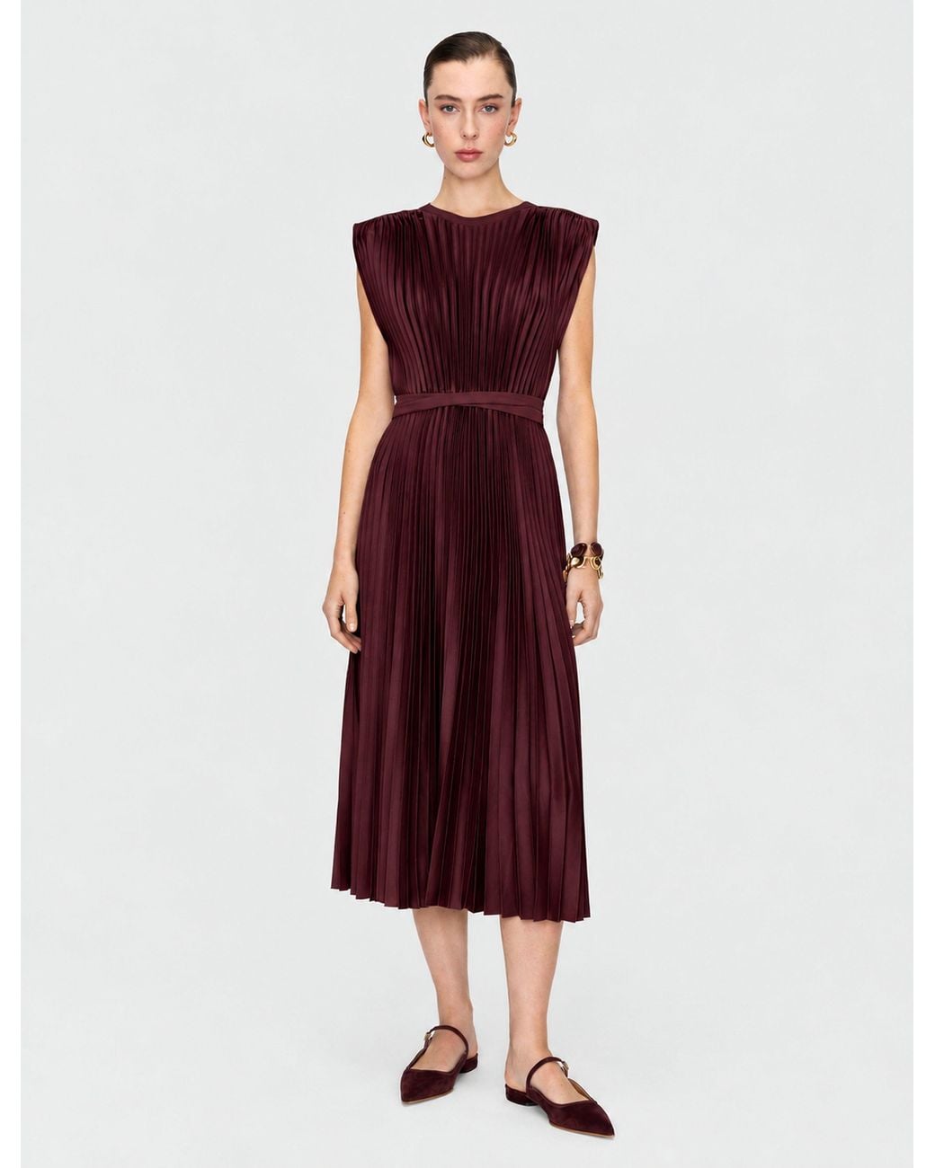 Joseph Purple Volta Knit Weave Plissé Dress