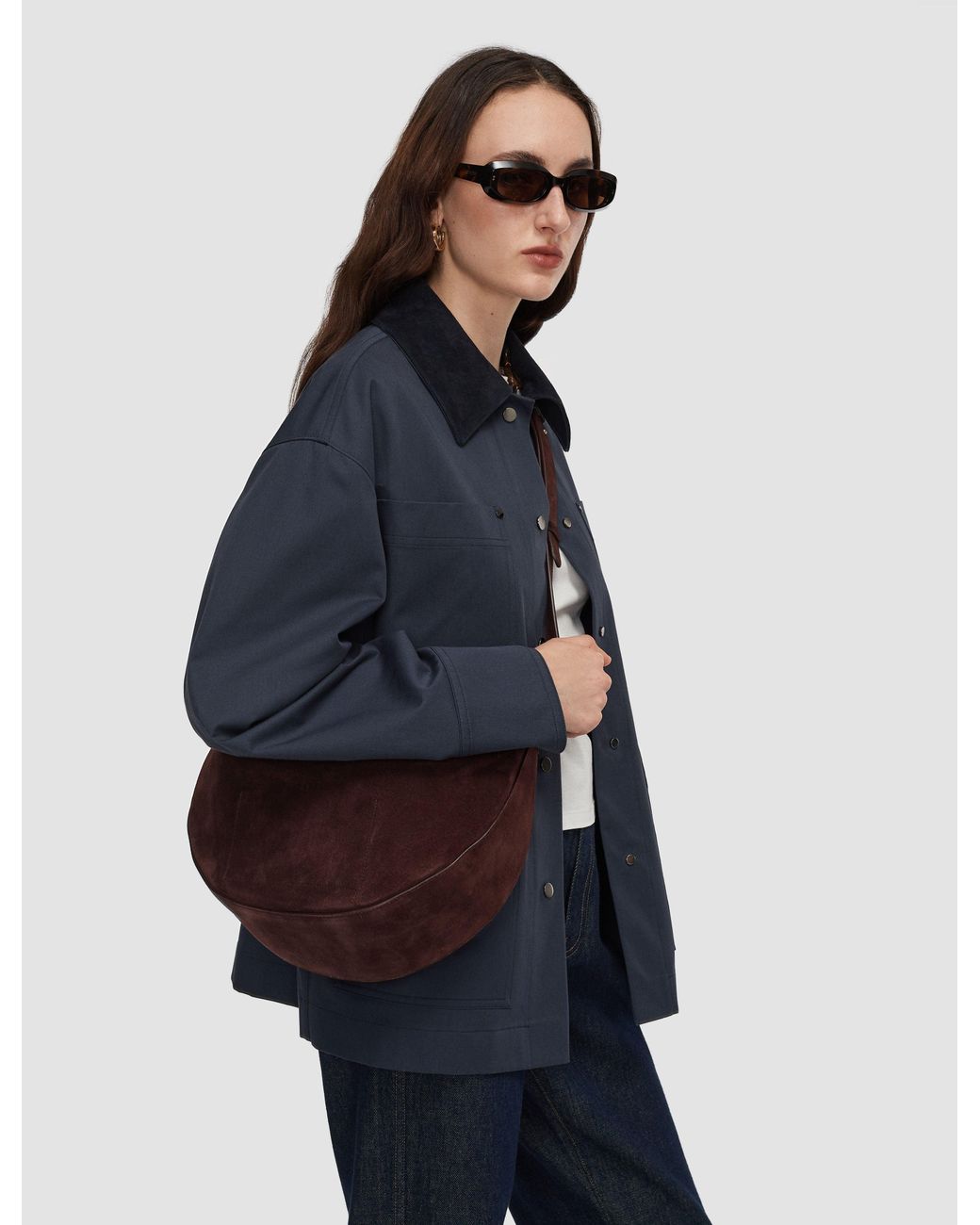 Joseph Blue Large Bean Suede Bag