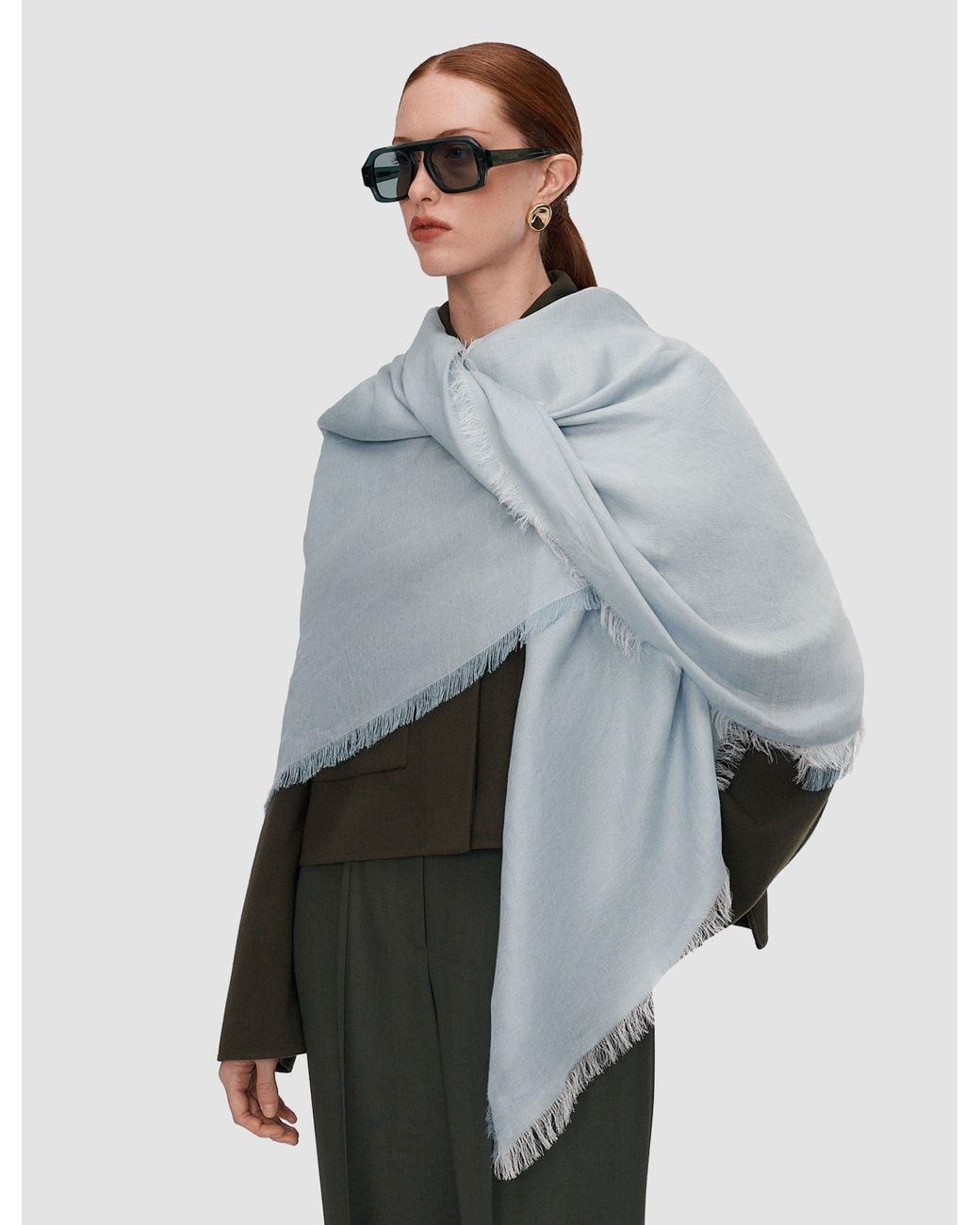 Joseph Gray Fern Linen Blend Scarf