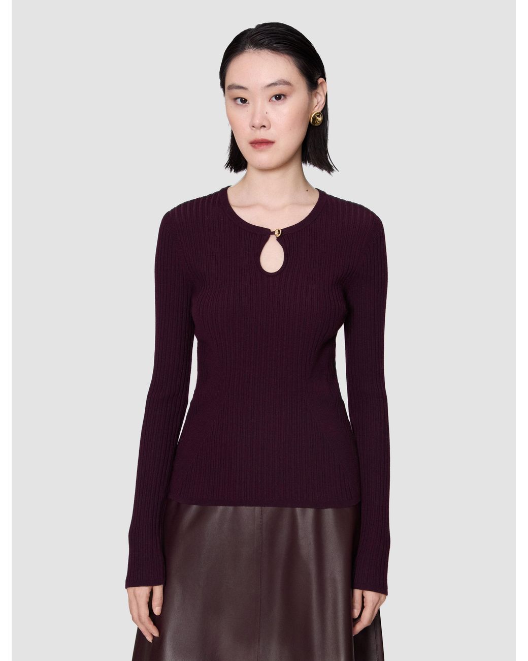 Joseph Red Luz Merino Wool Rib Top