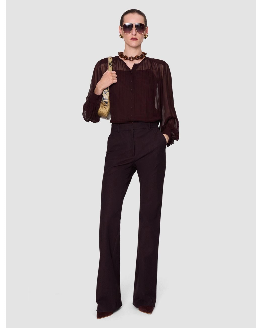 Joseph Red Elisa Silk Chiffon Blouse