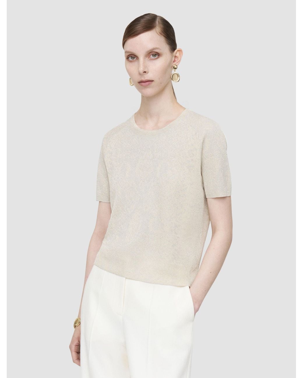 Joseph White Char Lurex Snake Knit Top