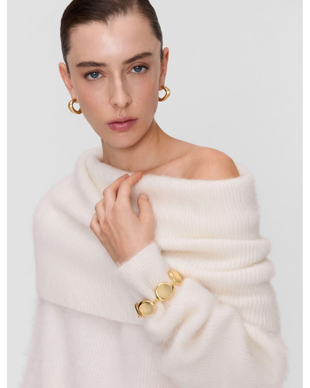 Joseph White Bee Brushed Wool Jumper