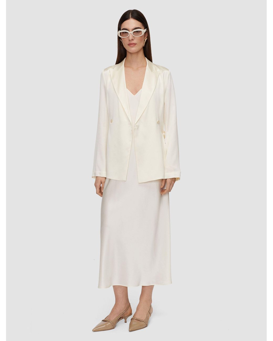 Joseph White Clea Silk Satin Dress