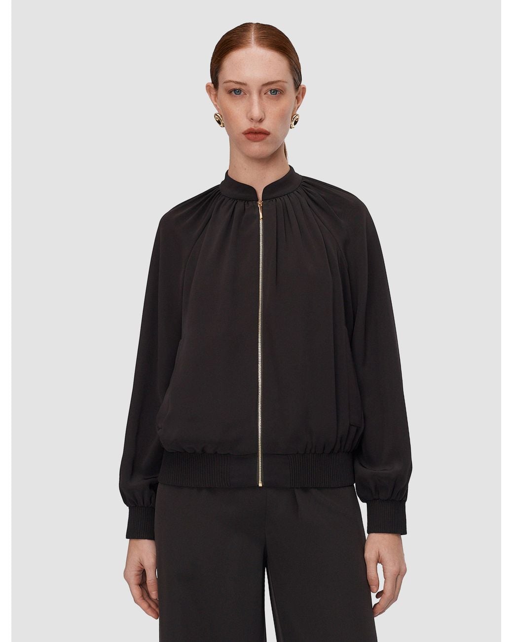 Joseph Black Mira Satin Twill Bomber Jacket