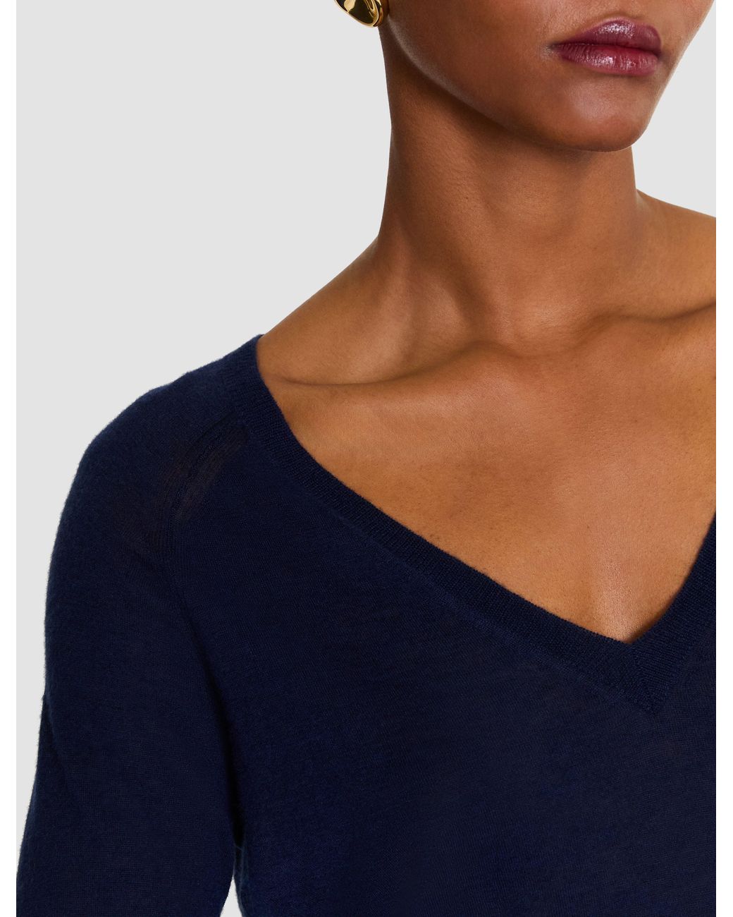 Joseph Blue Cetus Cashair V Neck Jumper