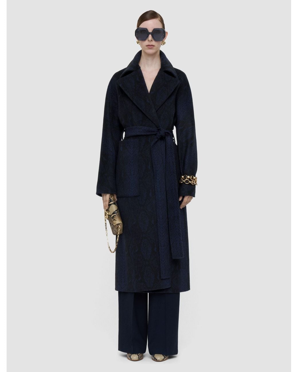 Joseph Blue Spencer Double Face Snake Jacquard Coat