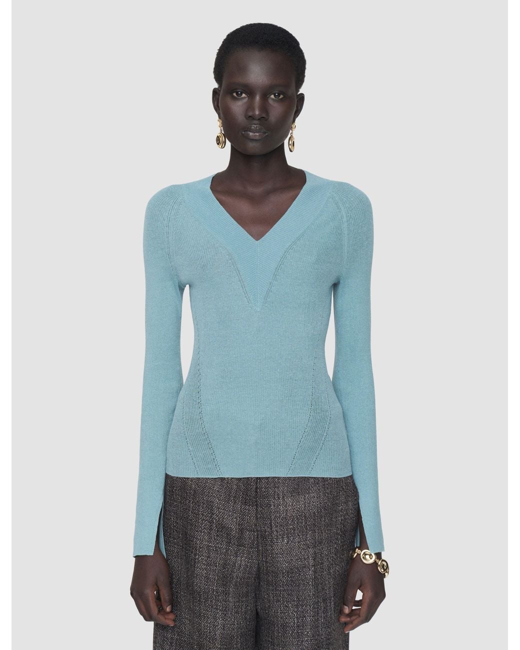 Joseph Blue Harti Linen Blend Knit Top