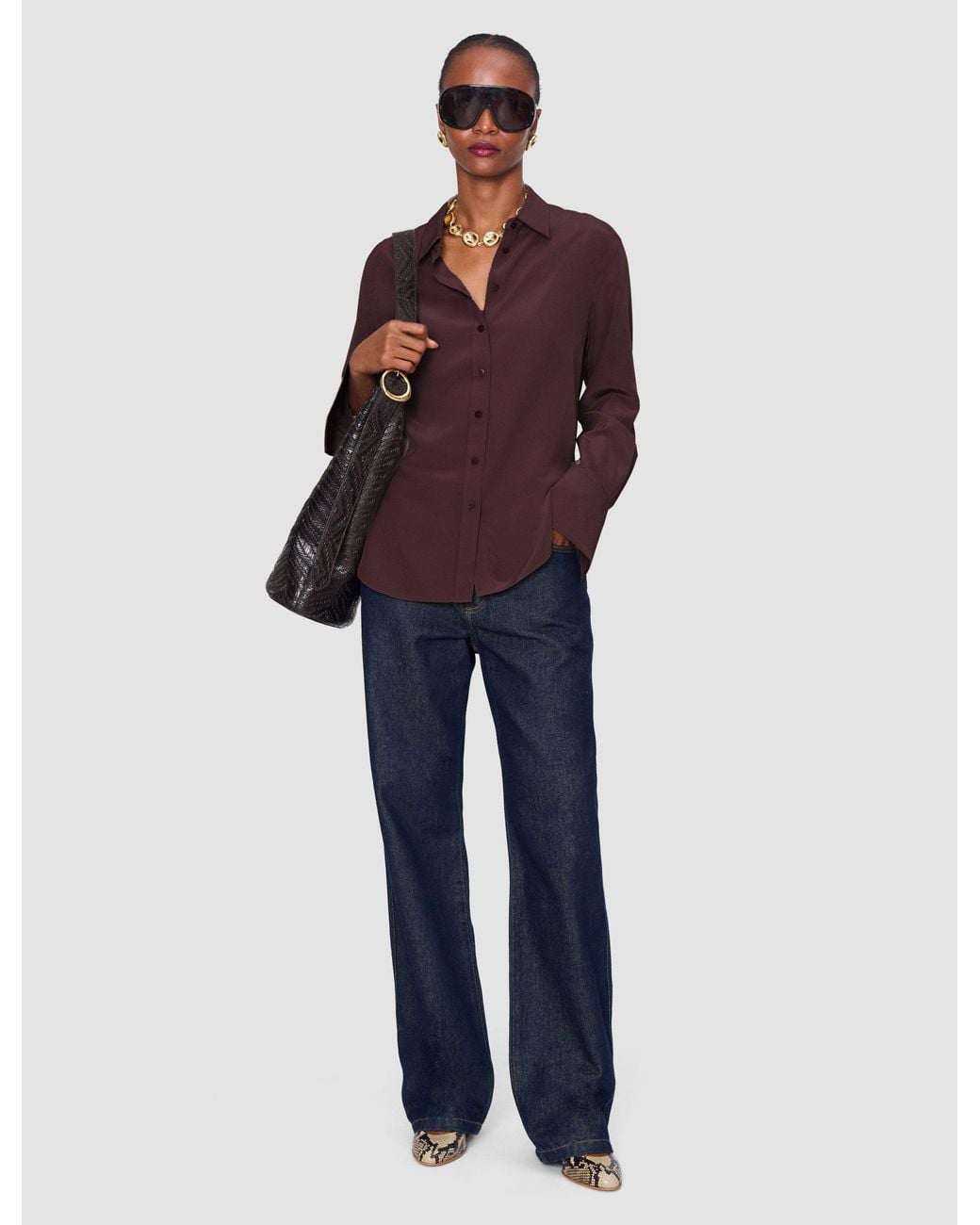 Joseph Brown Joe Crepe De Chine Silk Blouse