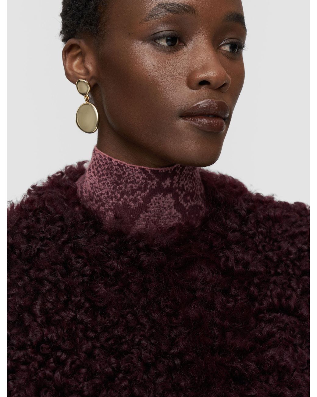 Joseph Red Robbie Long Wool Shearling Coat