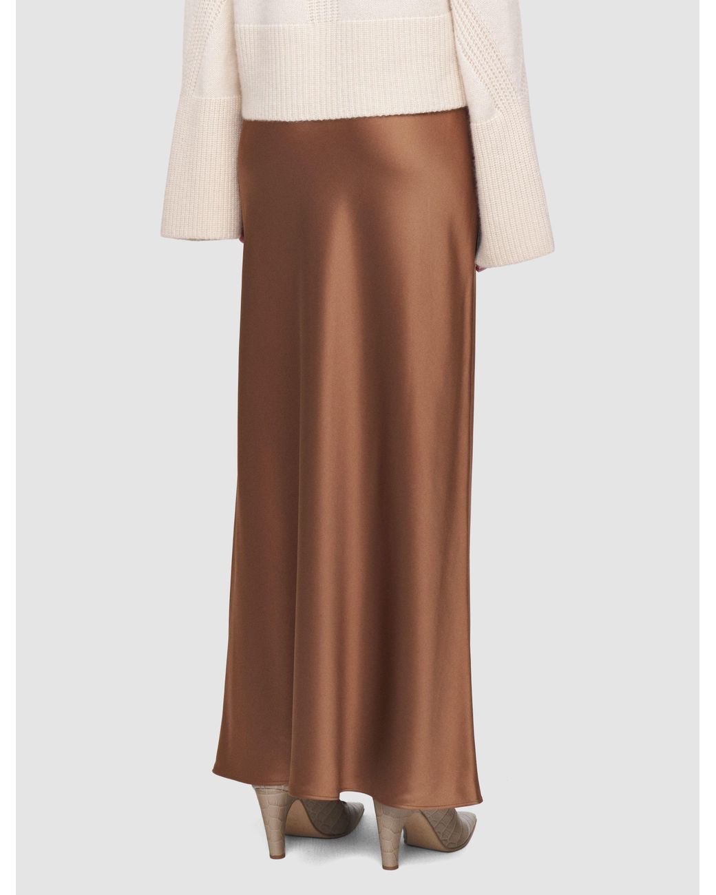 Joseph Natural Isaak Long Silk Satin Skirt