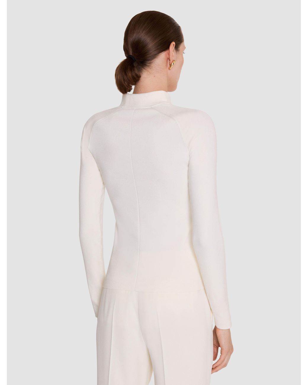 Joseph White Lola Silk Stretch High Neck Top