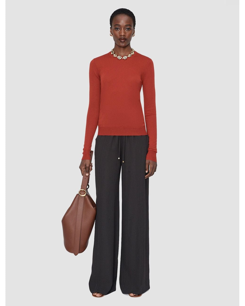 Joseph Red Cashair Round Neck Jumper