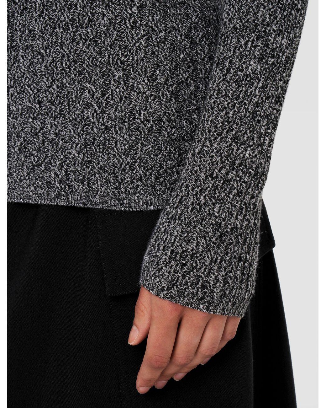 Joseph Gray Ribbed Cable Knit High Neck Jumper
