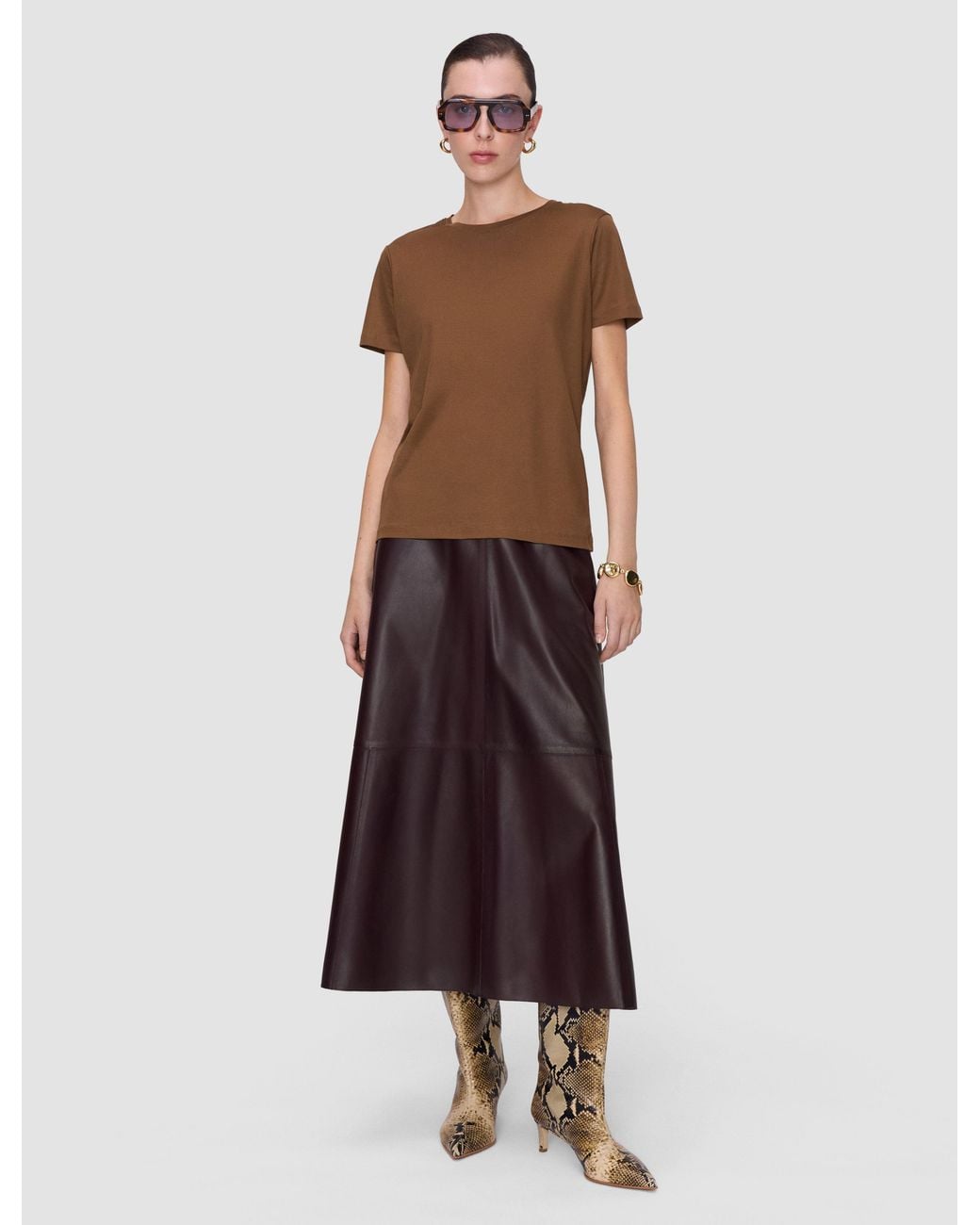 Joseph Brown Livia Mercerised Cotton T-Shirt