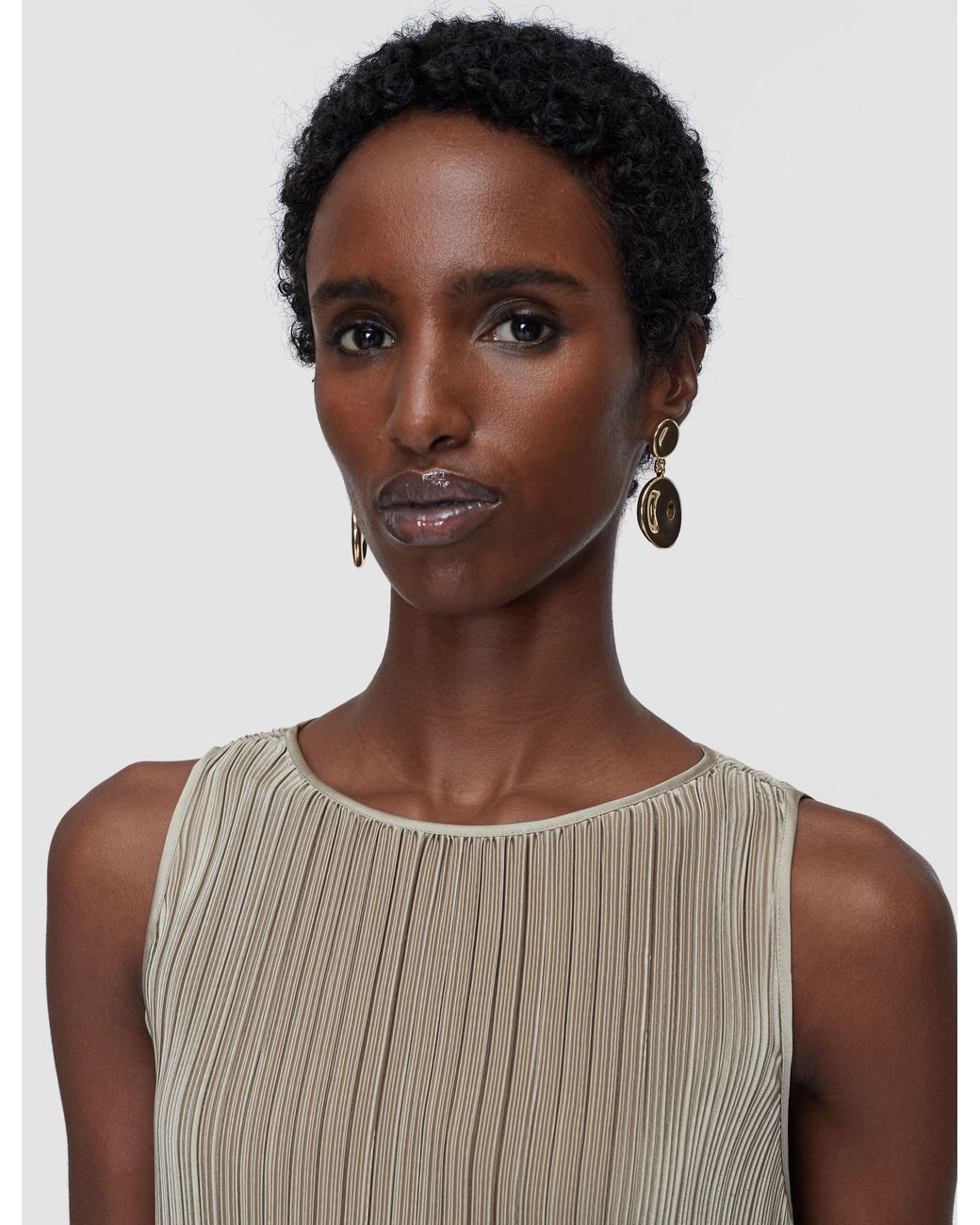 Joseph Natural Rida Pleated Satin Dress