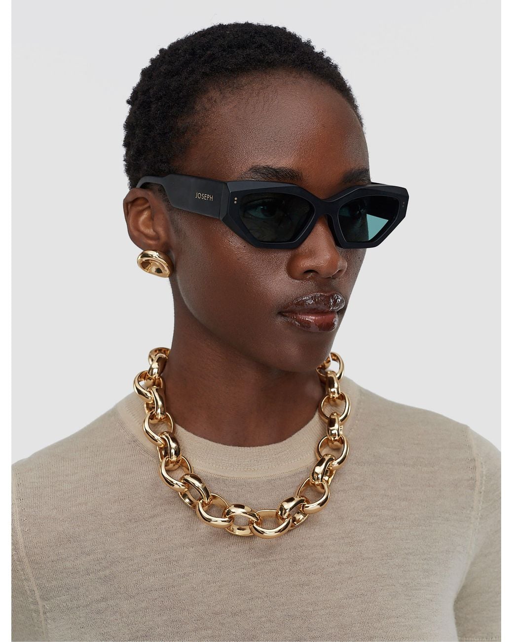 Joseph White Souk Cat Eye Matte Sunglasses