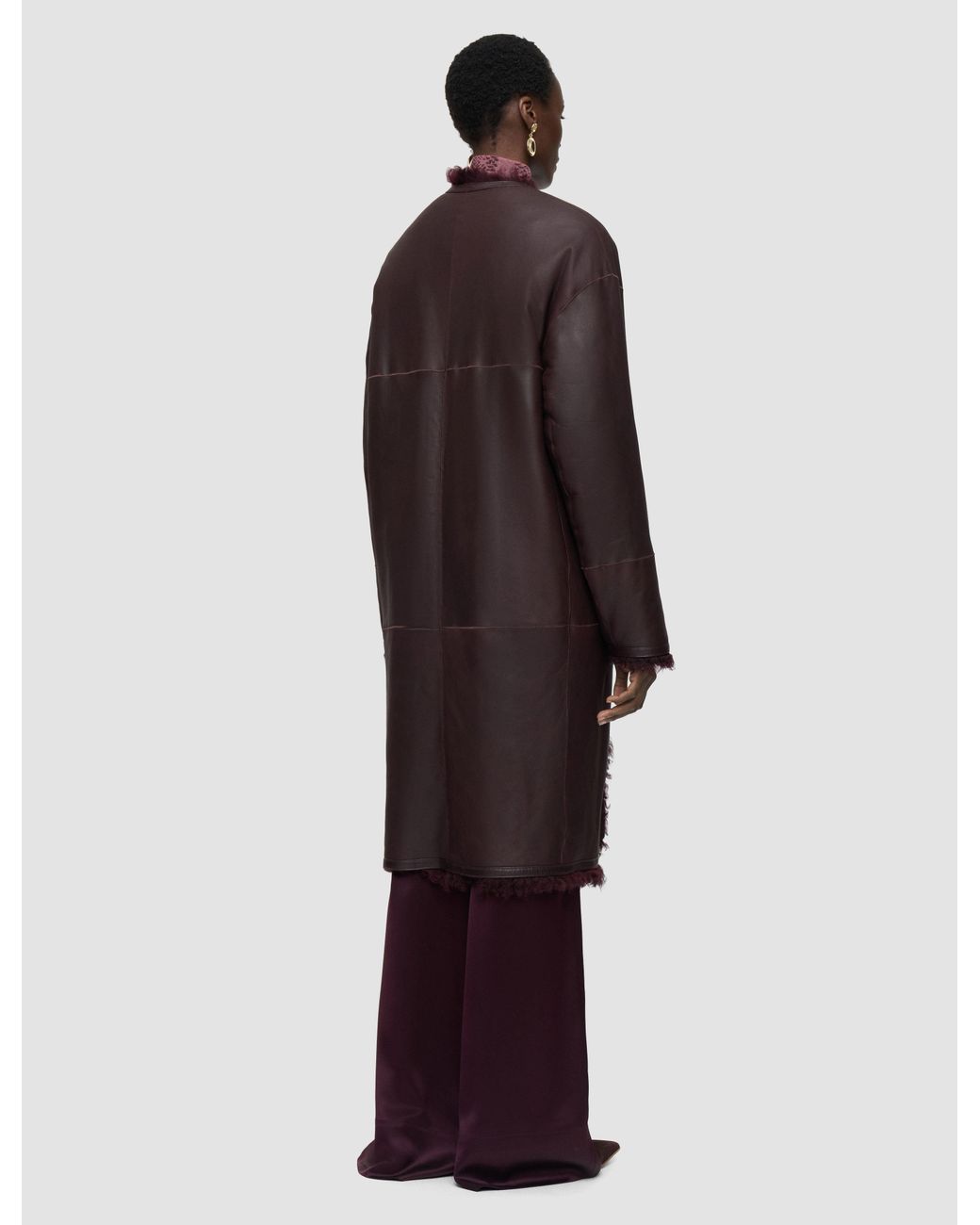 Joseph Red Robbie Long Wool Shearling Coat