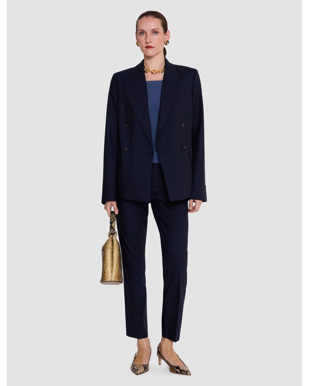 Joseph Blue Coleman Long Wool Tailoring Stretch Trousers