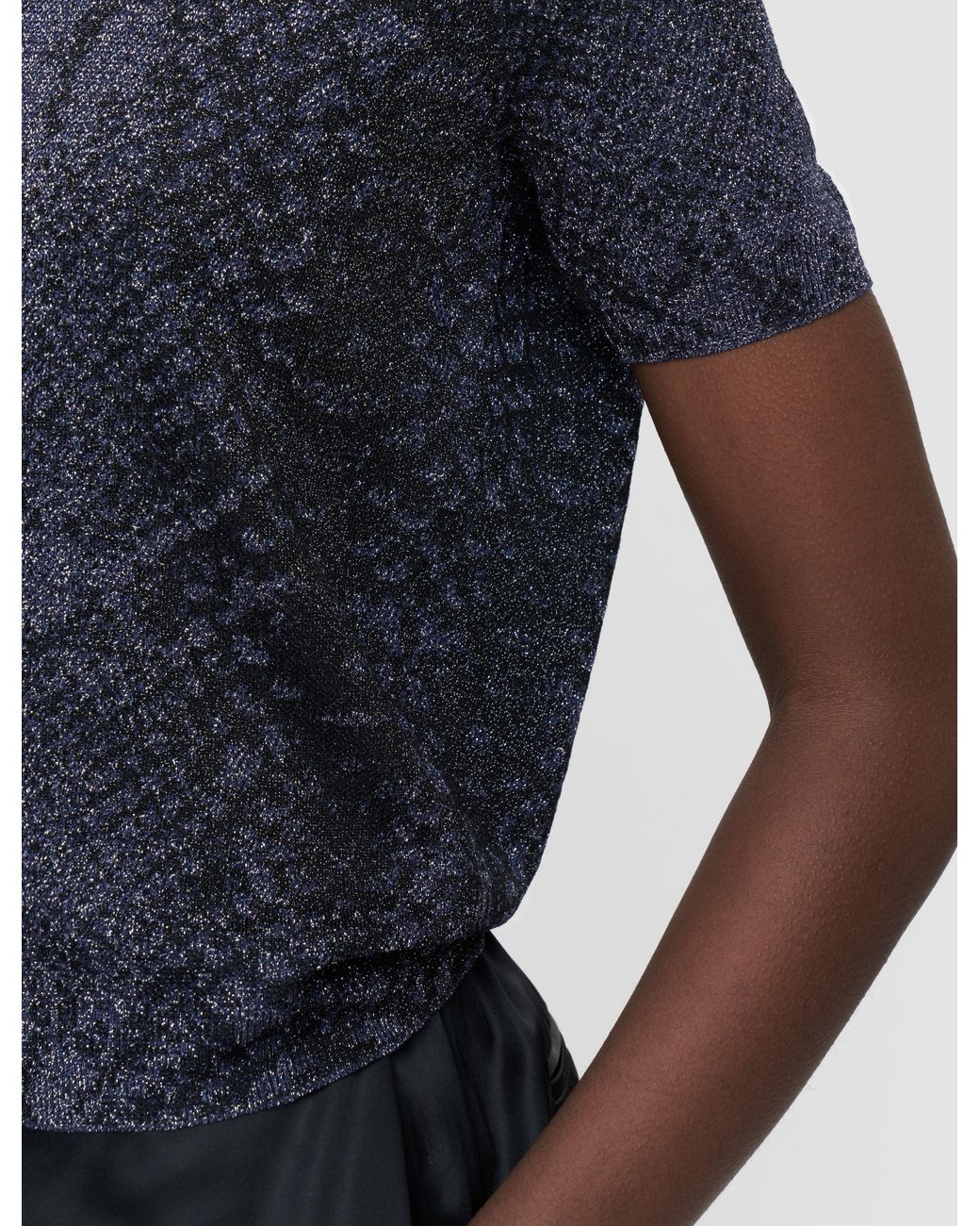 Joseph Blue Char Lurex Snake Knit Top