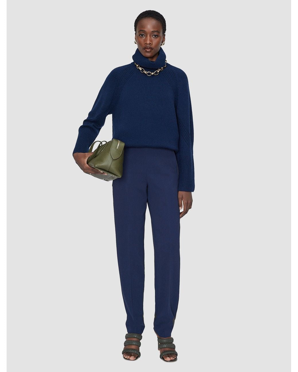Joseph Blue Pat Comfort Cady Trousers
