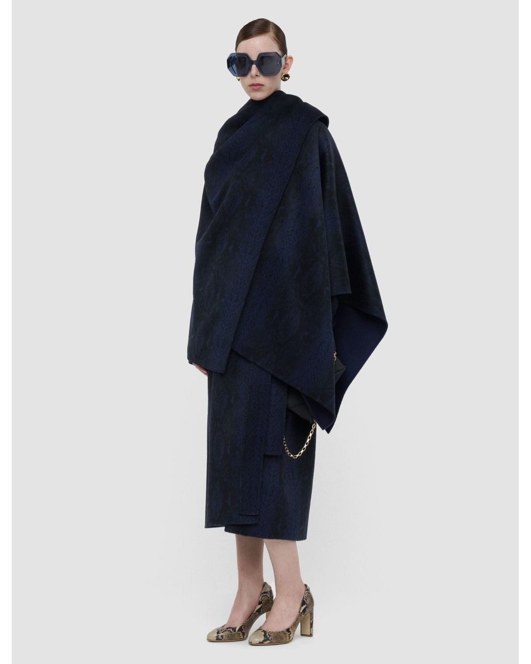 Joseph Blue Cassidy Double Face Snake Jacquard Cape