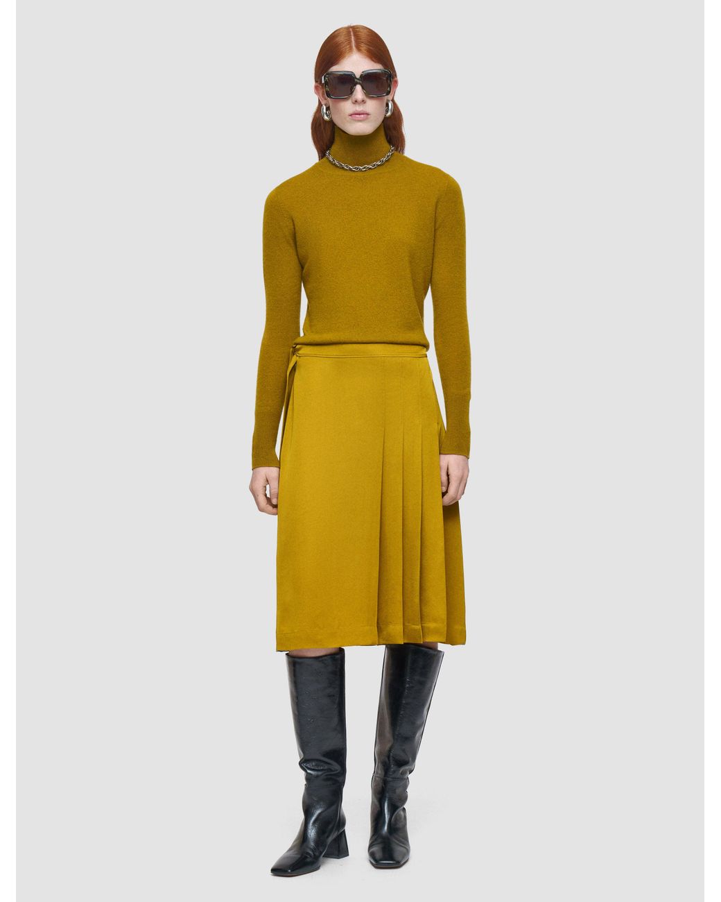 Joseph Yellow Jeanne Light Crepe Skirt