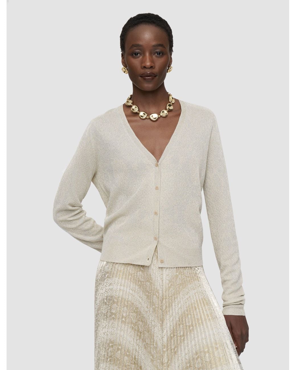 Joseph Natural Doris Lurex Snake Knit Cardigan