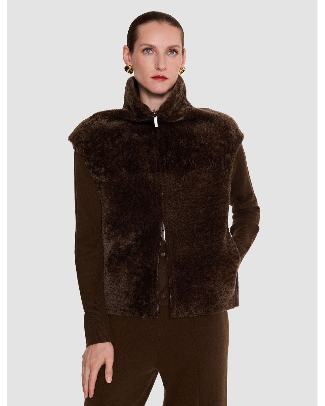 Joseph Brown Nico Reversible Textured Shearling Gilet