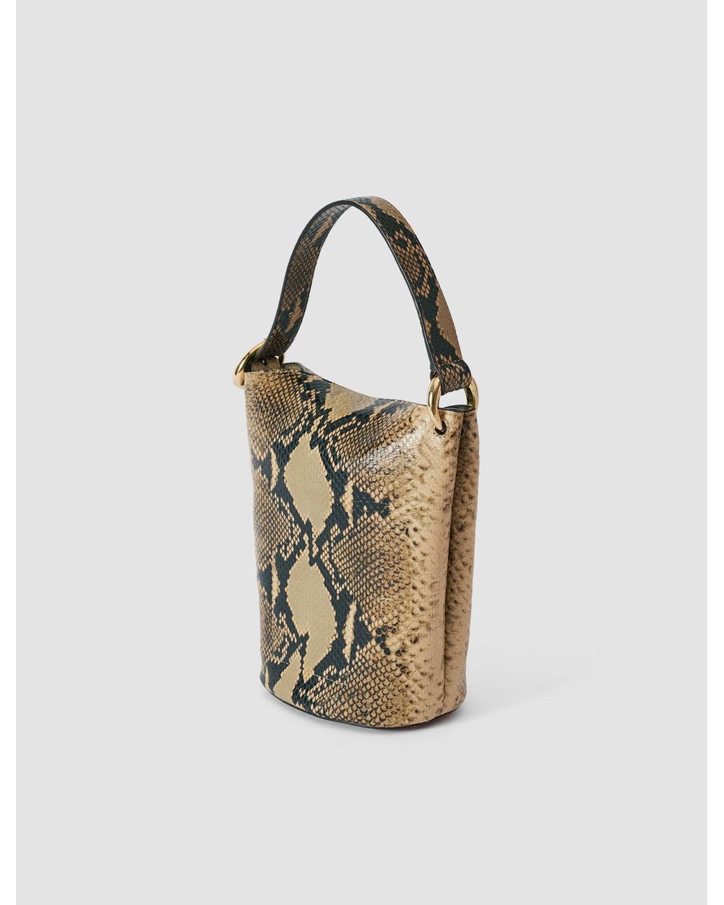 Joseph Brown Mini Bucket Snake Leather Bag